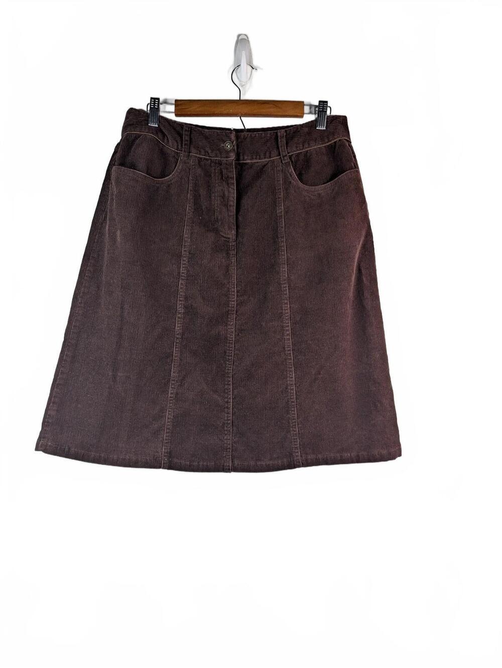 Christopher & Banks Retro Brown Corduroy A-Line Midi Skirt Size 12